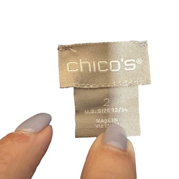 Chico's Black V-Neck Long Sleeve Sailor Collar Side Slit Dress Women Sz 2 12/14 - Picture 6 of 9